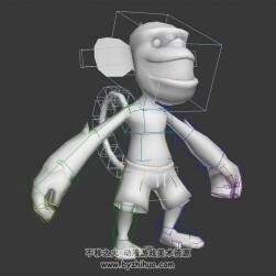 猴子3dMax模型下載 愉快的奔跑卷尾巴動作帶綁定