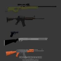 modern-weapons 武器模型 Pistol/Shotgun/AK-47/L96 Sniper Rifle/M4 Carbine