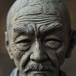 亚洲老人泥塑头像参考Asian old man clay figurine head reference V01 百度网盘下载