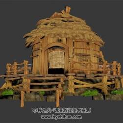 草房 木棚 卡通風(fēng)建筑 四角面 3D模型百度網(wǎng)盤下載