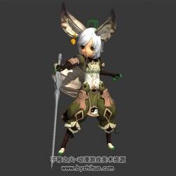 劍靈 獸人精靈 3D模型 有綁定和舞劍動作