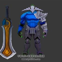 巨劍藍(lán)皮面具怪人 3D模型 有綁定和動作