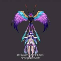 魔幻紫發(fā)美少女 鳳凰孔雀跟寵 3D模型下載 四角模