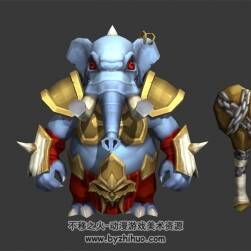 卡通 白象妖怪 3D模型 有綁定和動(dòng)作