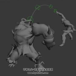 刺殺牛角巨人 3D模型 有綁定和動作