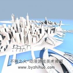 city C4D現(xiàn)代城市場景建筑3D模型分享