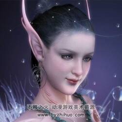 韓國魔幻風(fēng)精靈耳 美女頭部 3D模型 四邊面高模