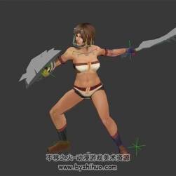 短發(fā)女角斗士 3D模型 有綁定和進攻動作