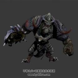 巨角惡魔怪物 3D模型 有綁定和全套動作