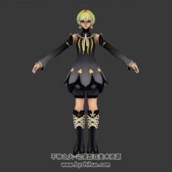 真名法典 Rue 金發(fā)黑裙少女 3D模型