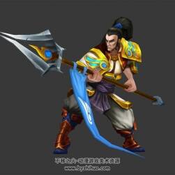 英雄聯(lián)盟lol 游戲人物趙信全套動作3DMax模型下載 帶骨骼