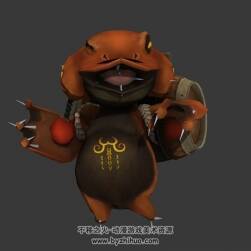 游戲角色妖怪火蛙3DMax模型帶骨骼攻擊動(dòng)作下載