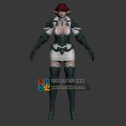 红发 美女 精灵战士模型