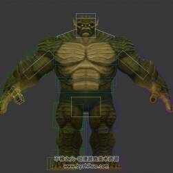 游戲生物綠皮怪物妖怪3DMax模型下載 帶綁定