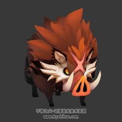 卡通風(fēng) 怪物野豬  3D模型 有綁定和動作
