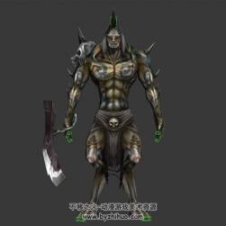 長角長尾的怪物 3D模型 有綁定和動作 四邊面