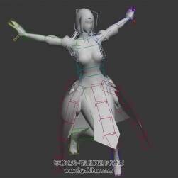 古裝女開(kāi)心休閑待機(jī)動(dòng)作3DMax模型帶綁定下載