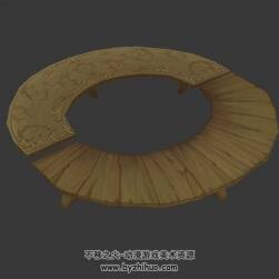 圆形矮木桌 3D模型 四角面百度网盘下载