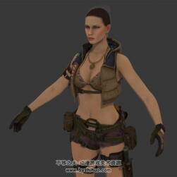 歐美風(fēng)現(xiàn)代格斗游戲女性人物3DMax模型帶綁定下載