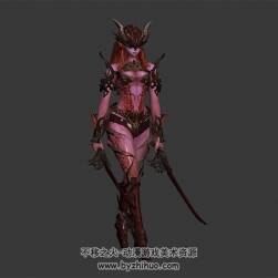 魔幻風(fēng) 雙刃女戰(zhàn)士 3D模型 有綁定和走路的動作