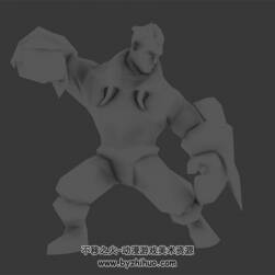 卡通 武師壯漢 3D模型 有綁定和動作