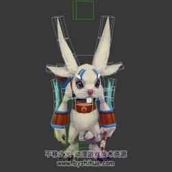 白色兔子猎人 3D模型 有骨骼绑定和动画