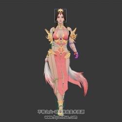 古裝法師女角色3DMax模型帶綁定行走動(dòng)作下載