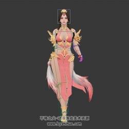 古装法师女角色3DMax模型带绑定行走动作下载