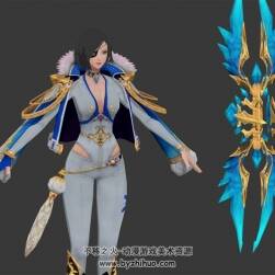 兩位韓式游戲角色弓箭手女3DMax模型下載