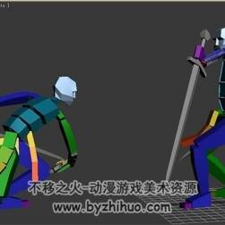 兩套bip 雙人對打  巫師動作 3d模型動作