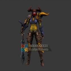 牛角 战士 女剑士模型