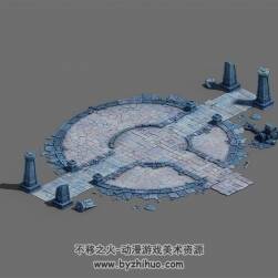 廣場廢墟 3D模型 max格式下載