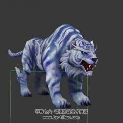 白老虎 3D模型 有绑定和倒下的动作 四边面