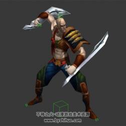雙刀光頭人形怪 3D模型 有綁定和全套動(dòng)作