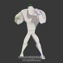 卡通風(fēng)白模 3D模型 有綁定和揮拳攻擊動作
