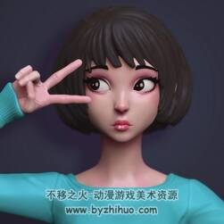ZBrush 雕刻黑短發(fā)藍(lán)衣少女視頻教程