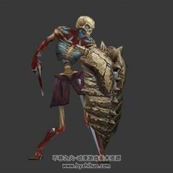 游戲怪物小兵白骨護(hù)院3DMax模型帶綁定全套動(dòng)作下載