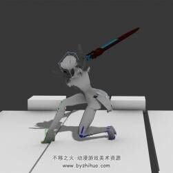 游戲角色女巨劍連續(xù)攻擊3DMax模型帶骨骼下載