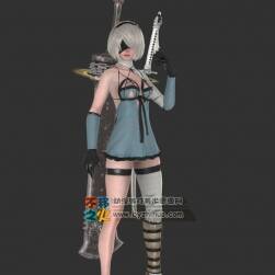 尼尔机械纪元 NieR Automata 2B小姐姐夏装 次世代模型 带绑定
