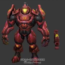 酷炫機(jī)甲戰(zhàn)士帶綁定全套動作3DMax模型下載