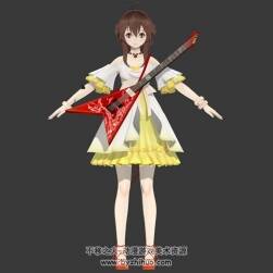 游戲角色虛擬歌姬樂正綾3D模型Max obj格式下載