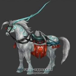 游戲動物待機(jī)動作的白馬3DMax模型帶骨骼下載