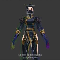 游戲角色人物魍魎女及武器3DMax模型帶綁定下載