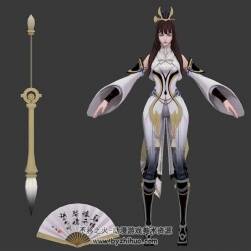 古風(fēng)兩位女裝游戲江湖游俠角色3DMax模型下載
