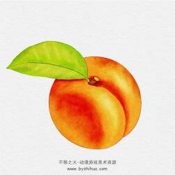 桃子-電子仿水彩畫