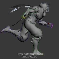 玄幻類游戲角色boss鬼刃3DMax模型疾跑動作無貼圖下載