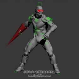 科幻風(fēng)戰(zhàn)士白模 3D模型 有綁定和揮右手攻擊