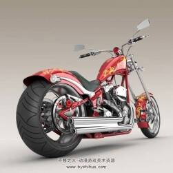摩托車(chē) 四角面3D模型下載 max格式