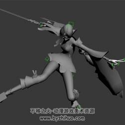 男女戰(zhàn)士俠客 白模 3D模型 有綁定和亮相動(dòng)作 四邊面