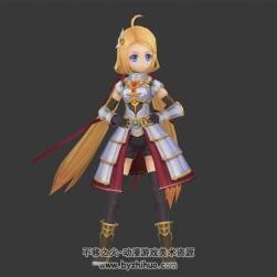 二次元 金發(fā)雙馬尾白裙少女 3D模型 有綁定和宅舞動作